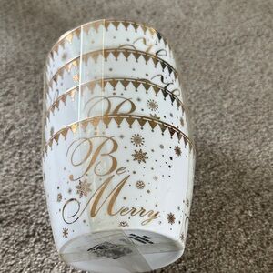 Festive Gold and White bowls Be Merry